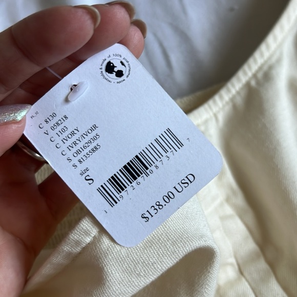 Free People Ivory 100% Cotton Bodycon Dress Size Small NWT - Picture 6 of 9